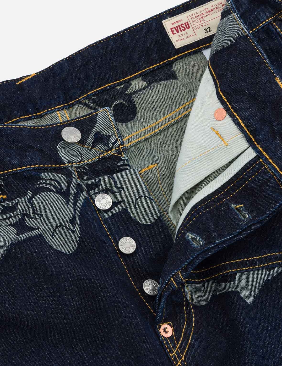 Seagull Embroidery and Godhead Jacquard Straight Fit Jeans - 7