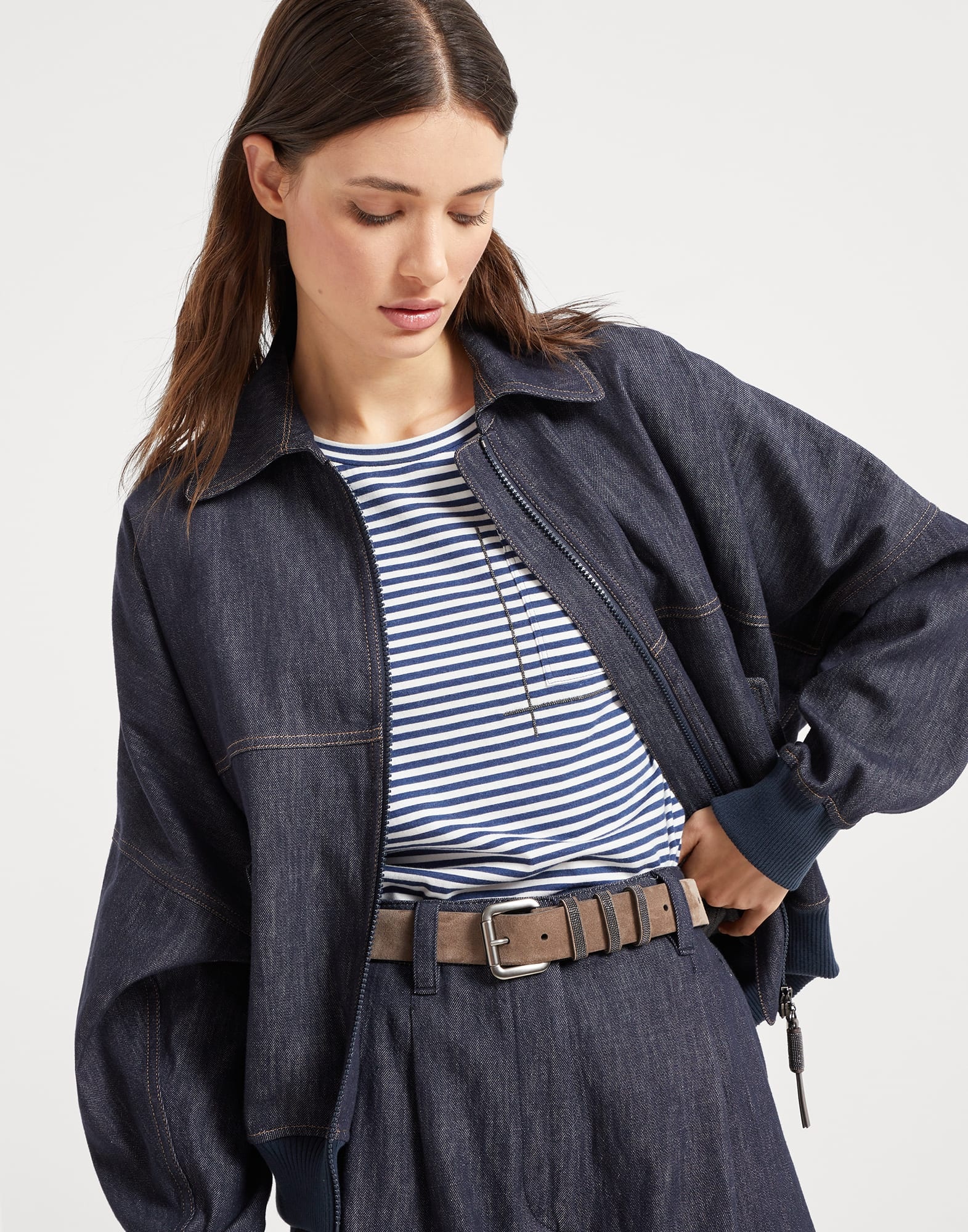 Suede belt with shiny loops - 3