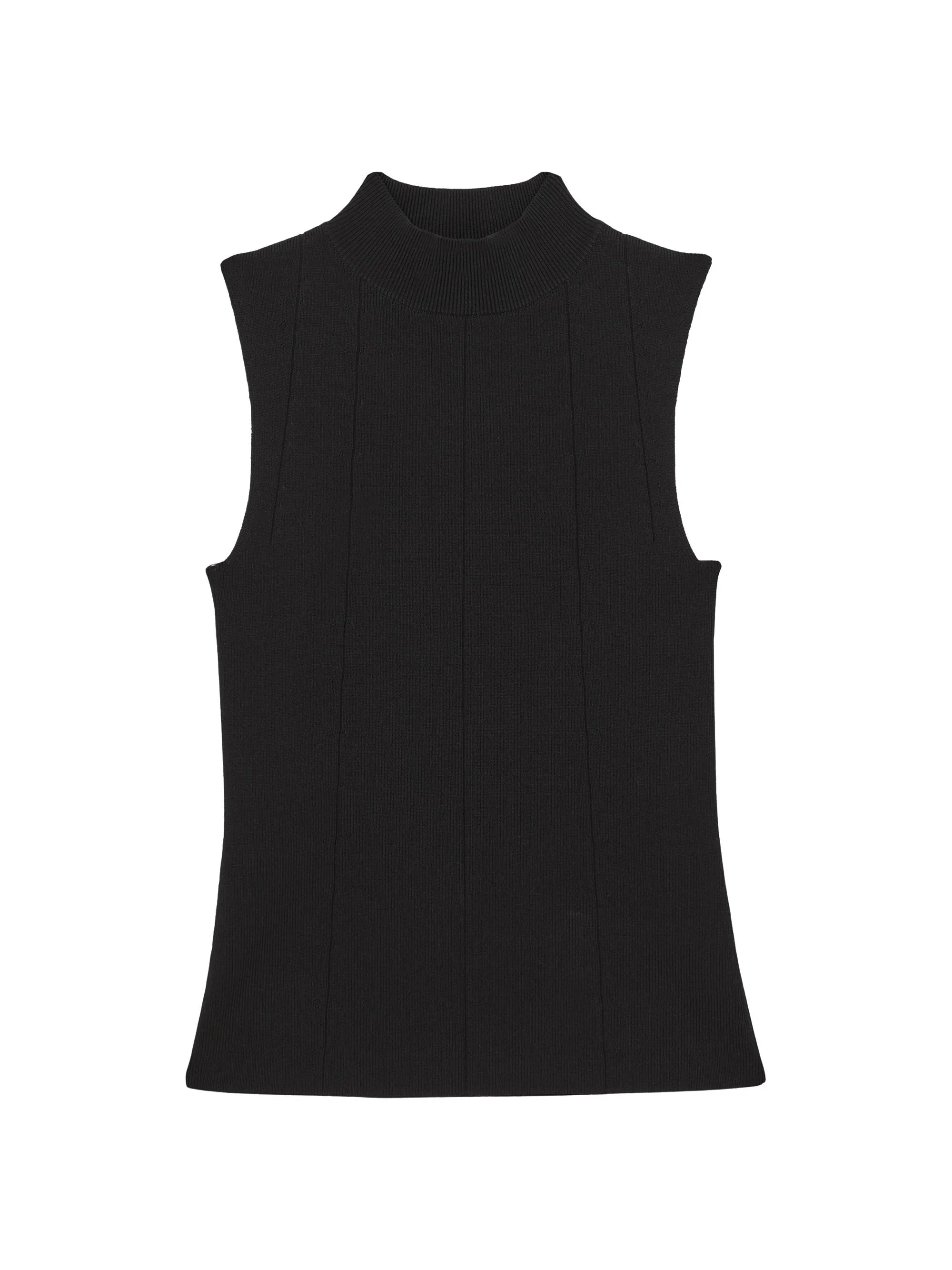 Women's Milan Knit Sleeveless Turtleneck Top - Black - 1