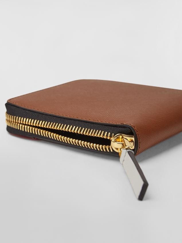 SQUARE ZIP-AROUND WALLET IN THREE-COLOURED SAFFIANO CALF LEATHER - 5