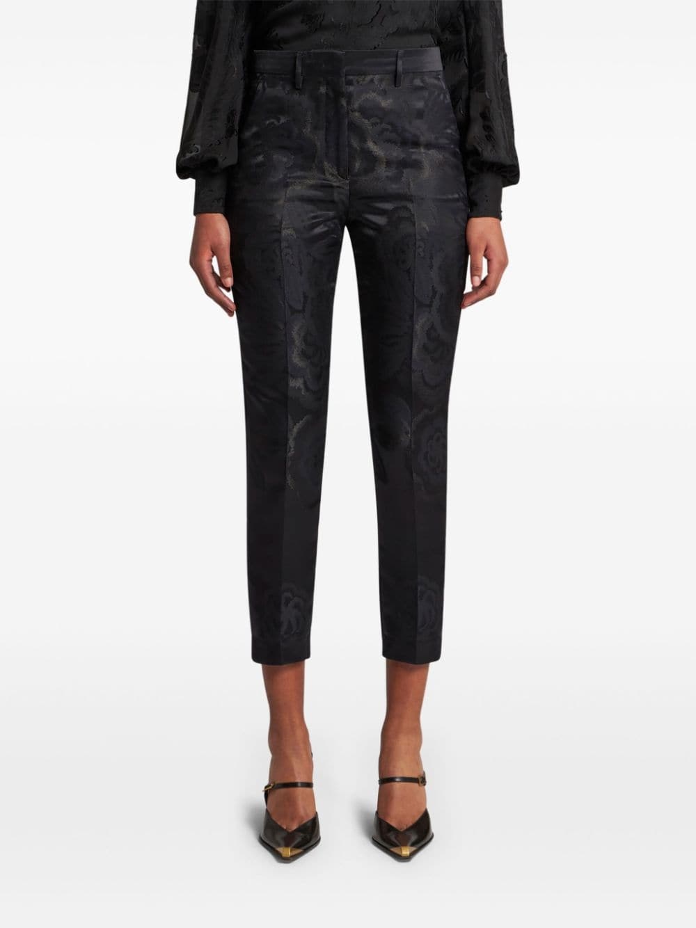 jacquard tapered trousers - 3