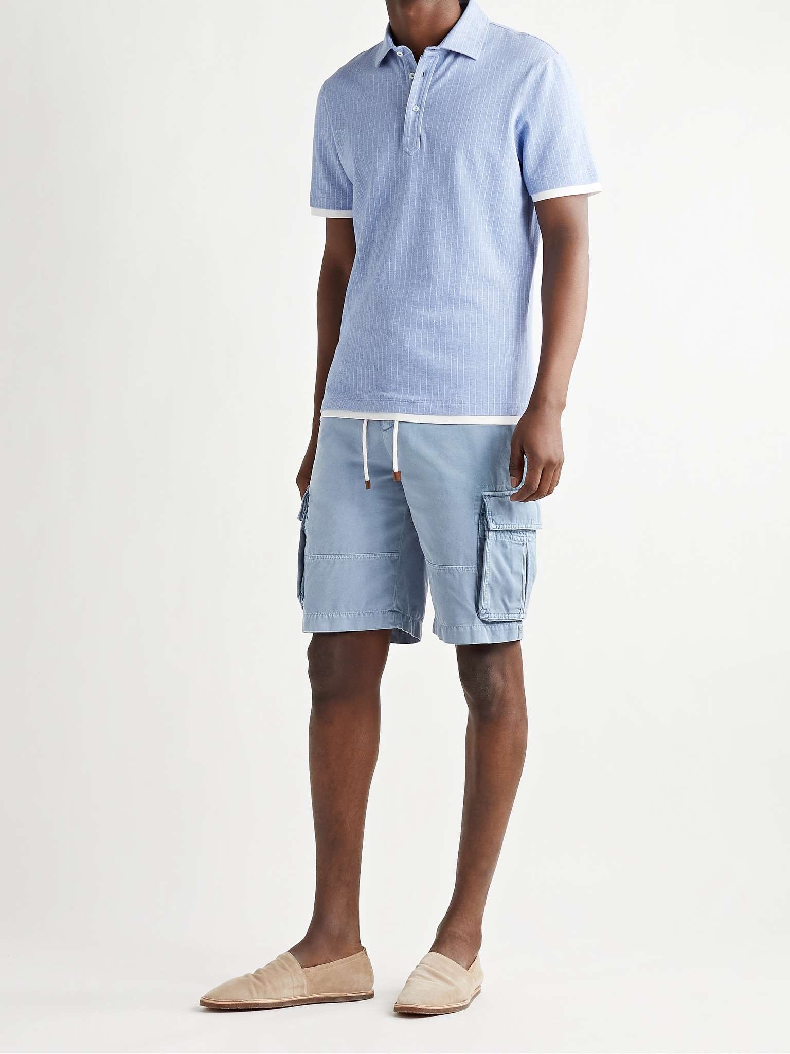 Garment-Dyed Cotton-Twill Drawstring Cargo Shorts - 2