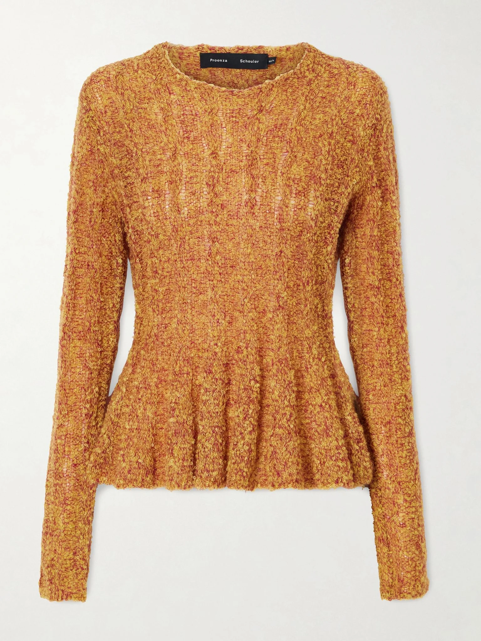 Joelle cable-knit mohair-blend sweater Mustard - 1