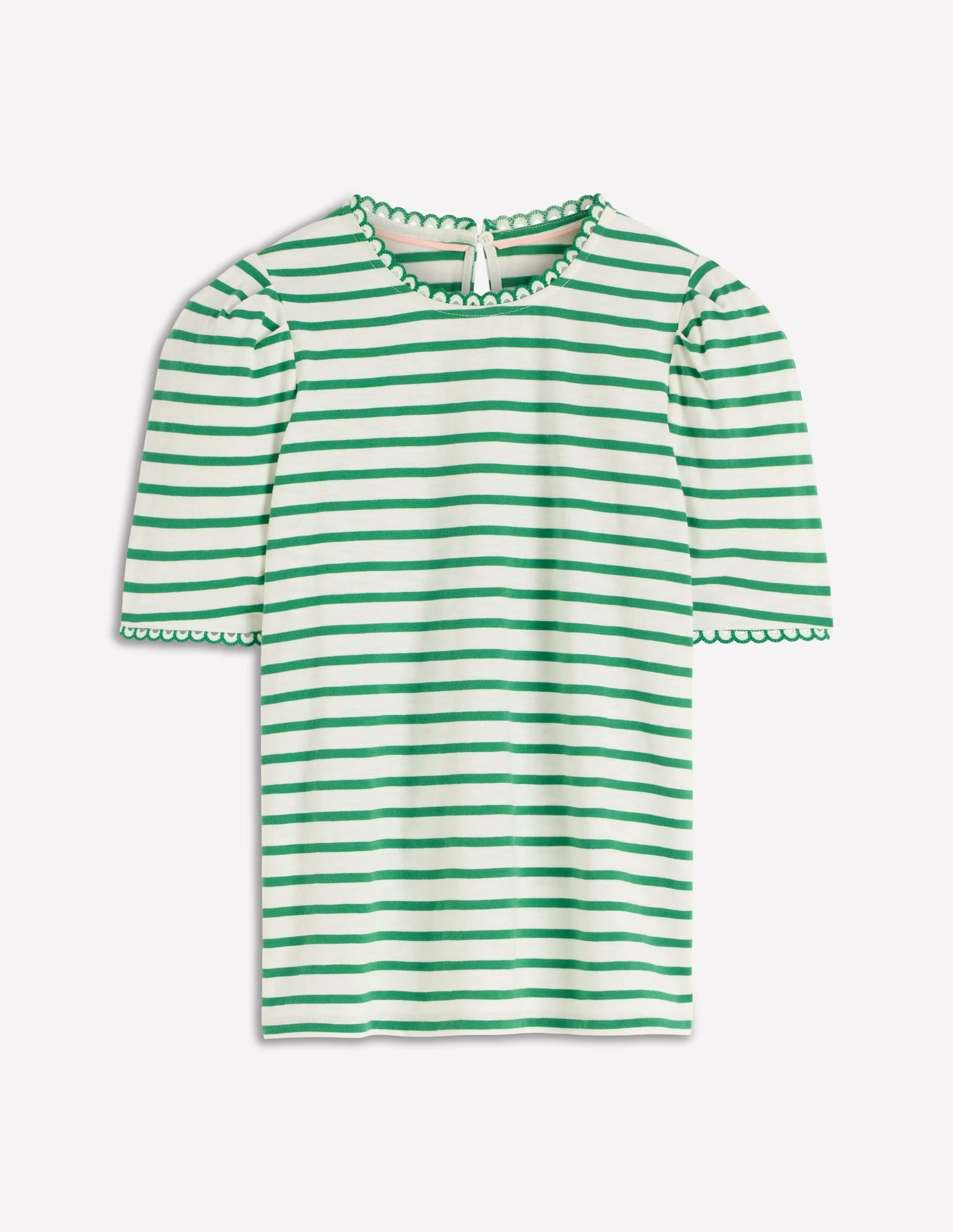 Ali Trim T-shirt-Ivory and Amazon Stripe - 1