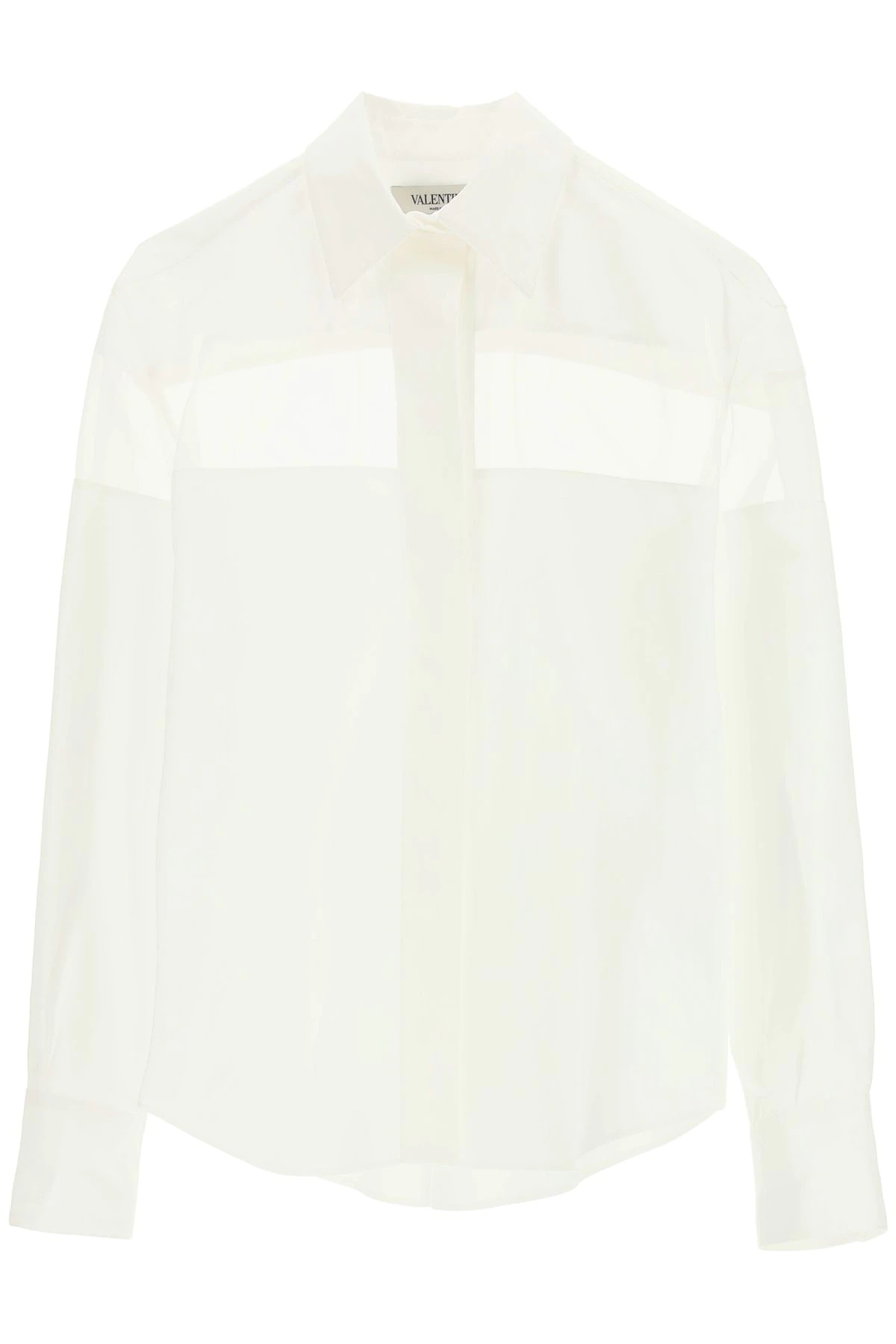 POPLIN SHIRT WITH ORGANZA INSERTS - 1