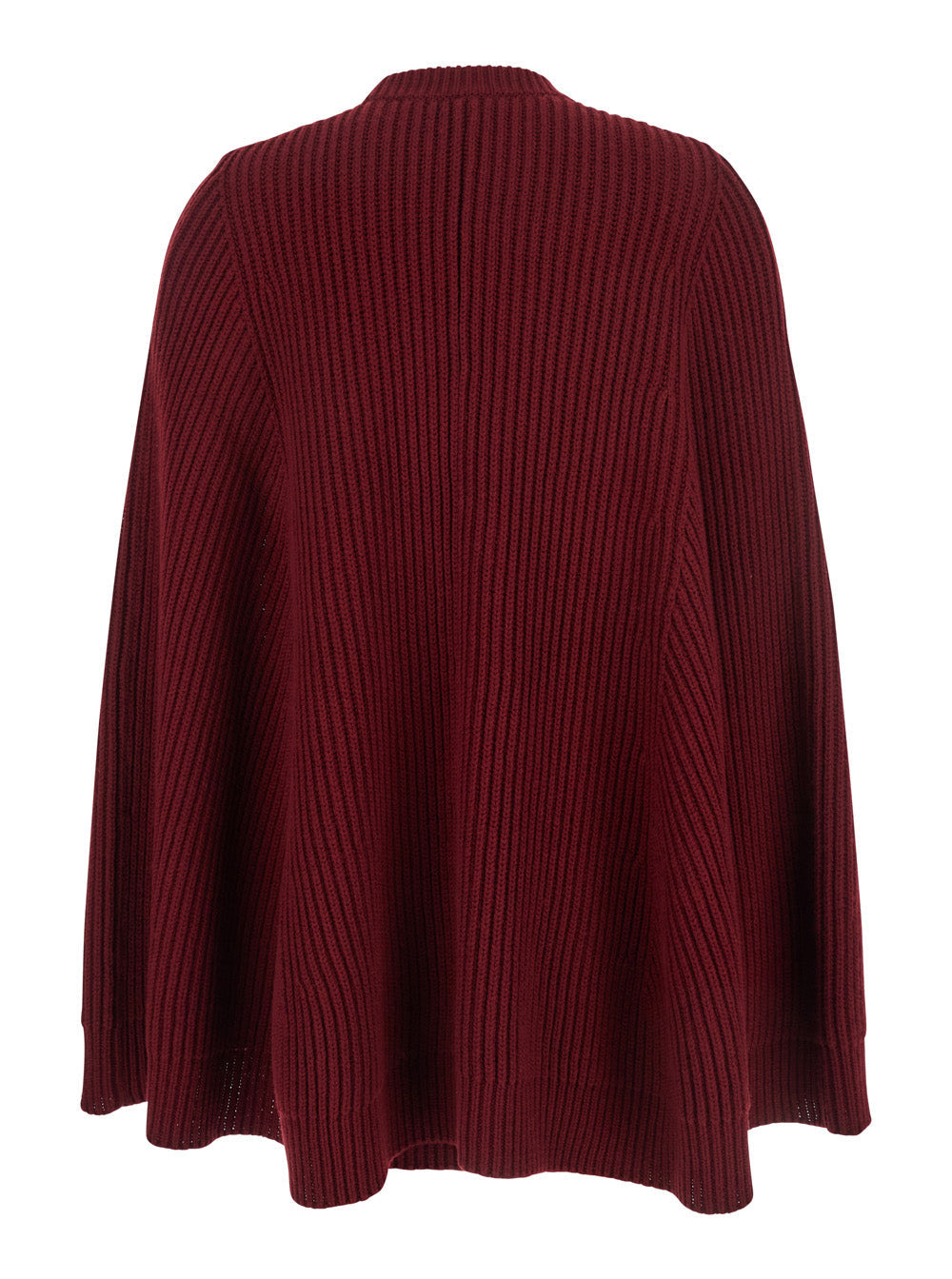 Max Mara Women Bordeaux Ribbed Crew Neck Dress In Wool Blend Woman - 2