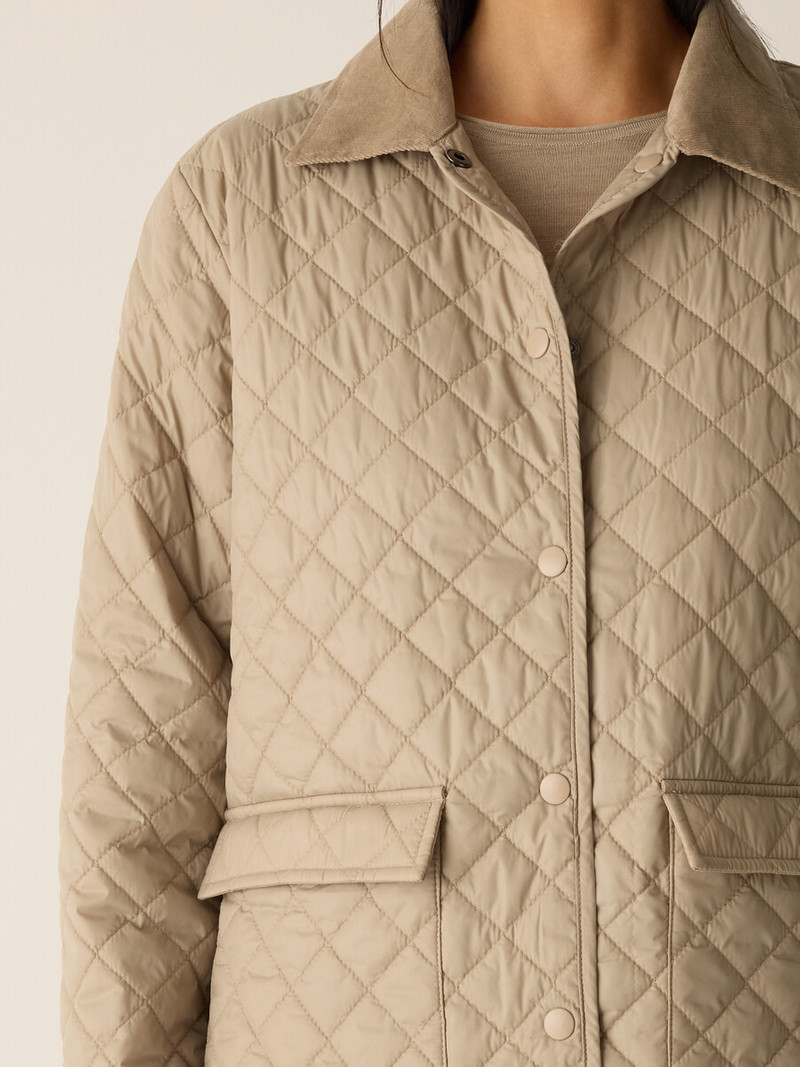 Eggshell Recycled Nylon Quilted Classic Collar Jacket 5