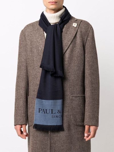 Paul & Shark embroidered-logo fringed scarf outlook