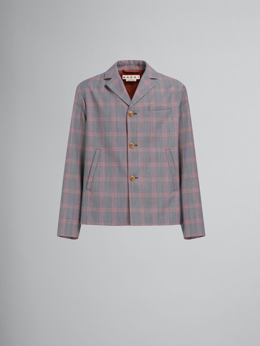 ORANGE CHECKED TECH WOOL BLAZER - 1