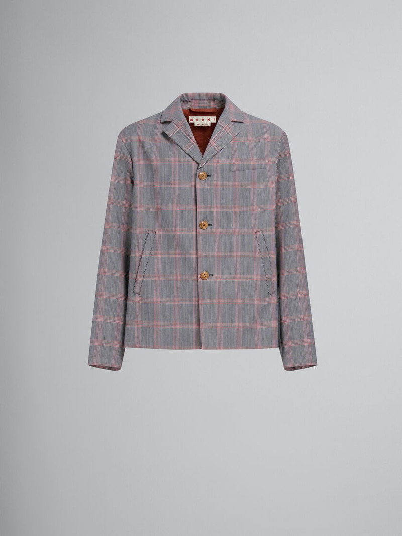 ORANGE CHECKED TECH WOOL BLAZER 1