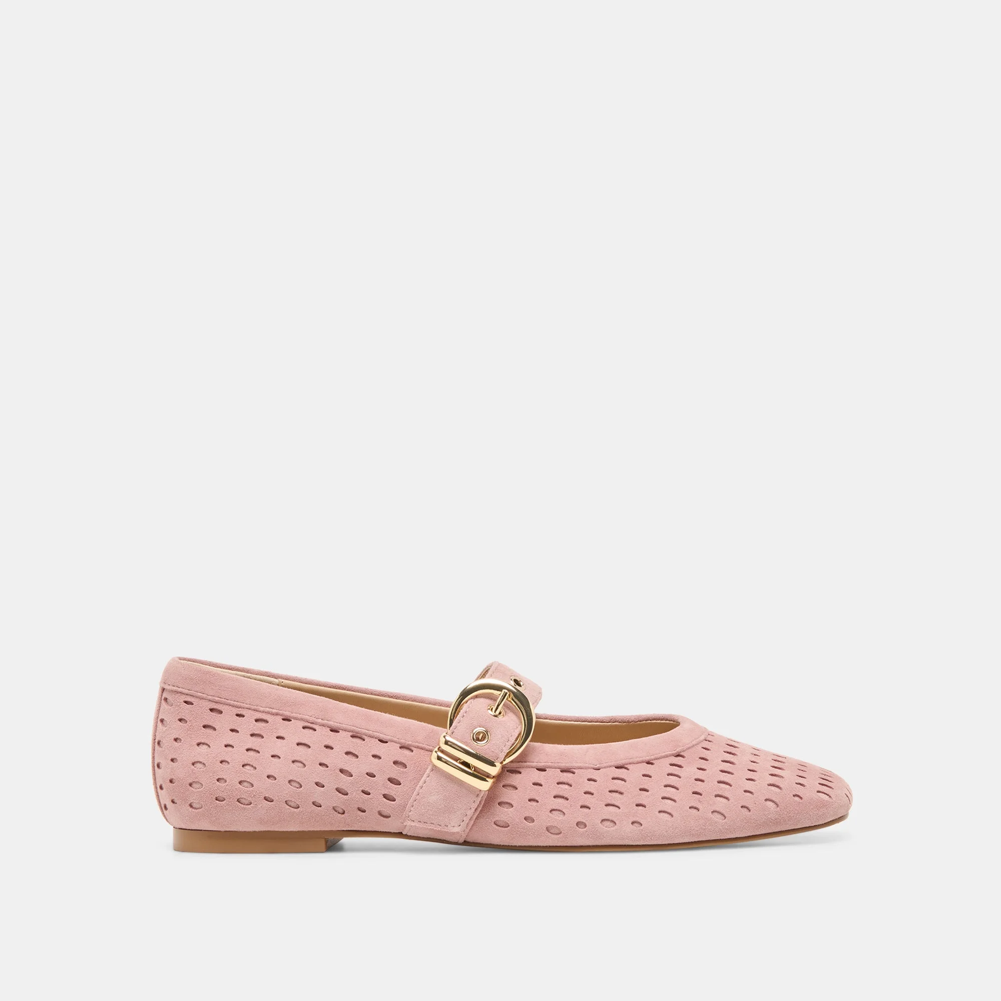 MIKELA BALLET FLATS PINK PERFORATED SUEDE - 1