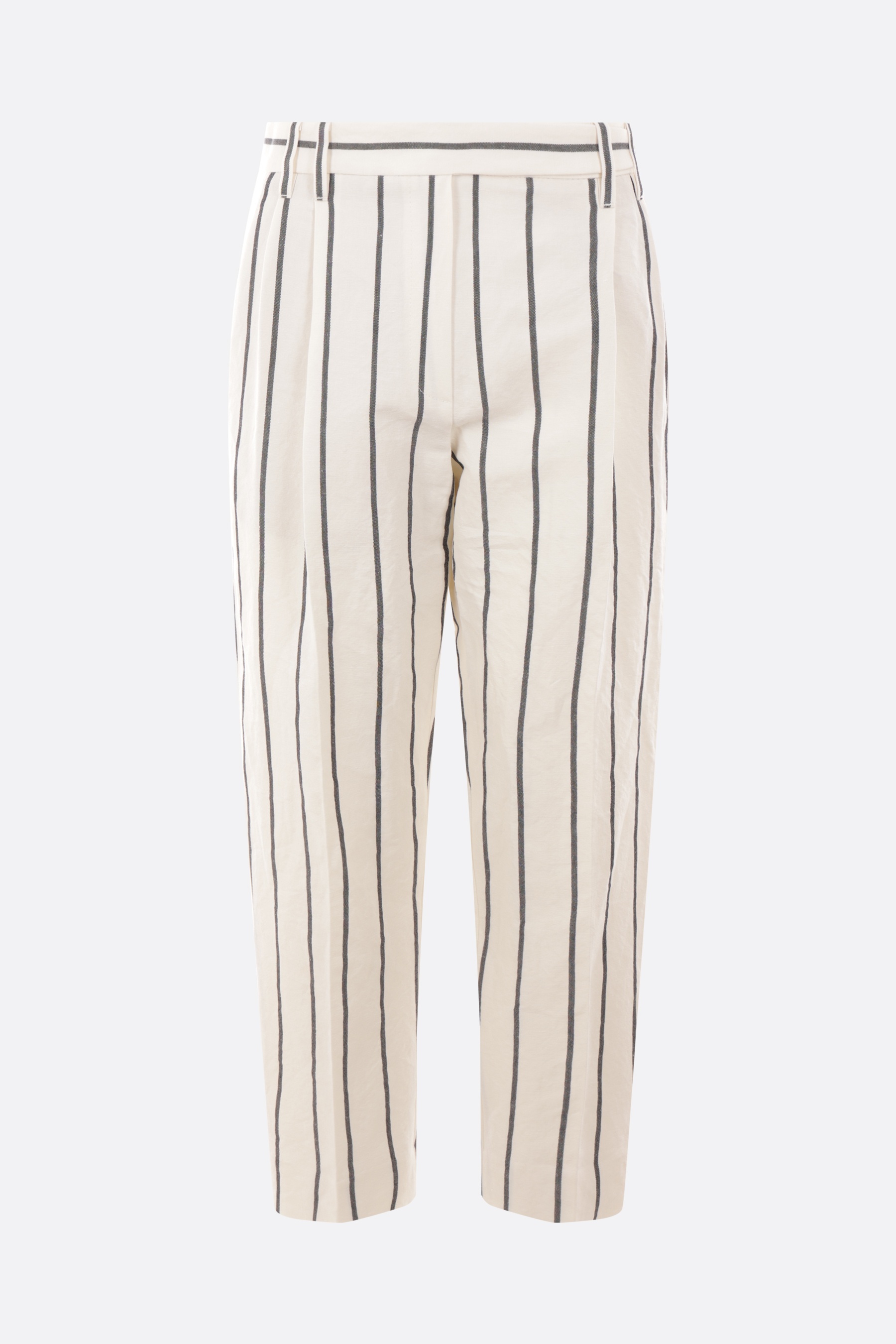 PINSTRIPED LINEN AND COTTON PANTS - 1