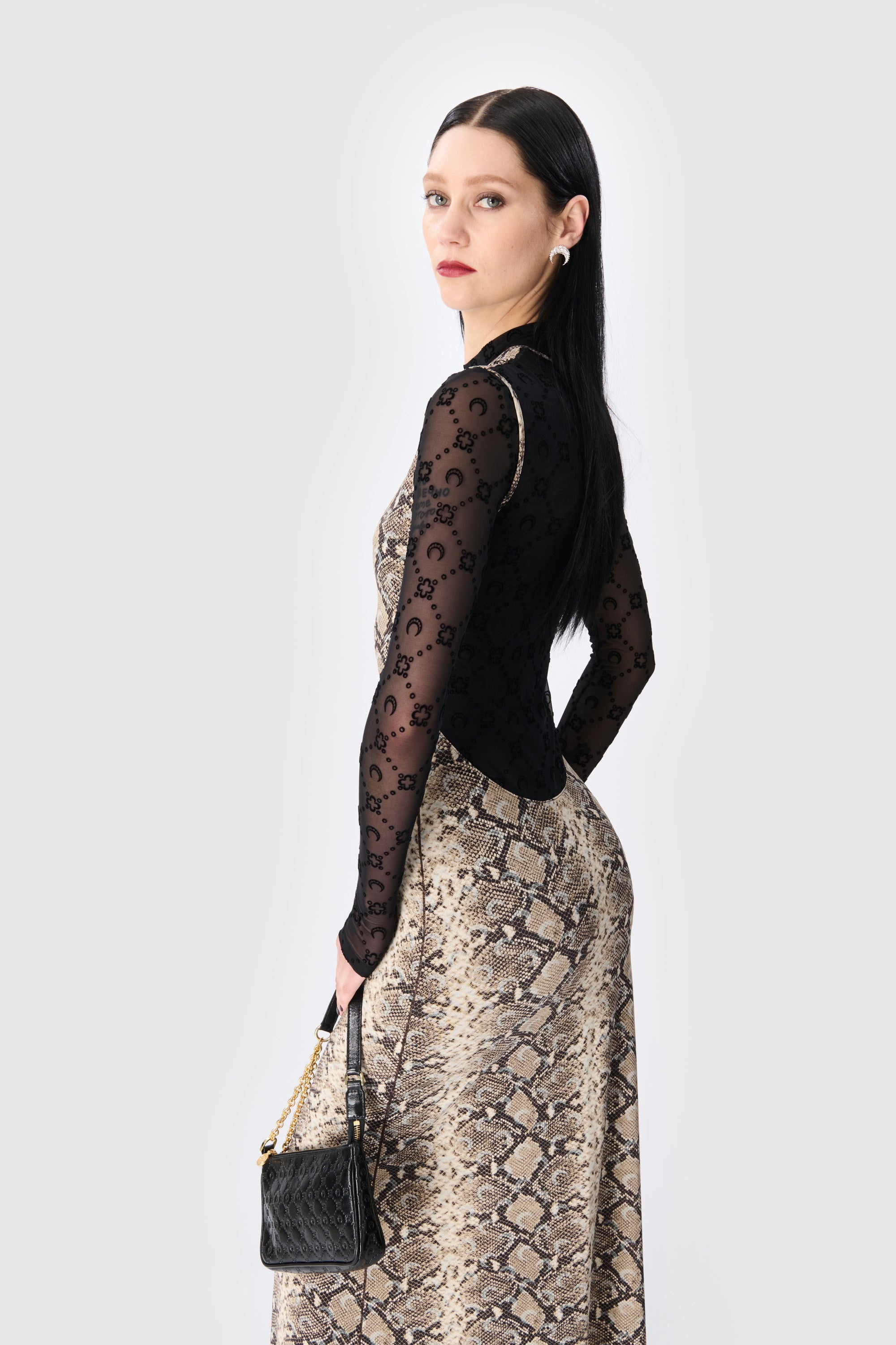 Python Printed Draped Jersey Tank Dress - 3