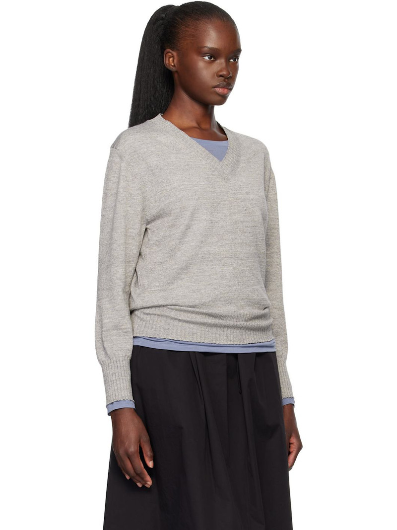 Gray Marine V-Neck Pullover Sweater 2