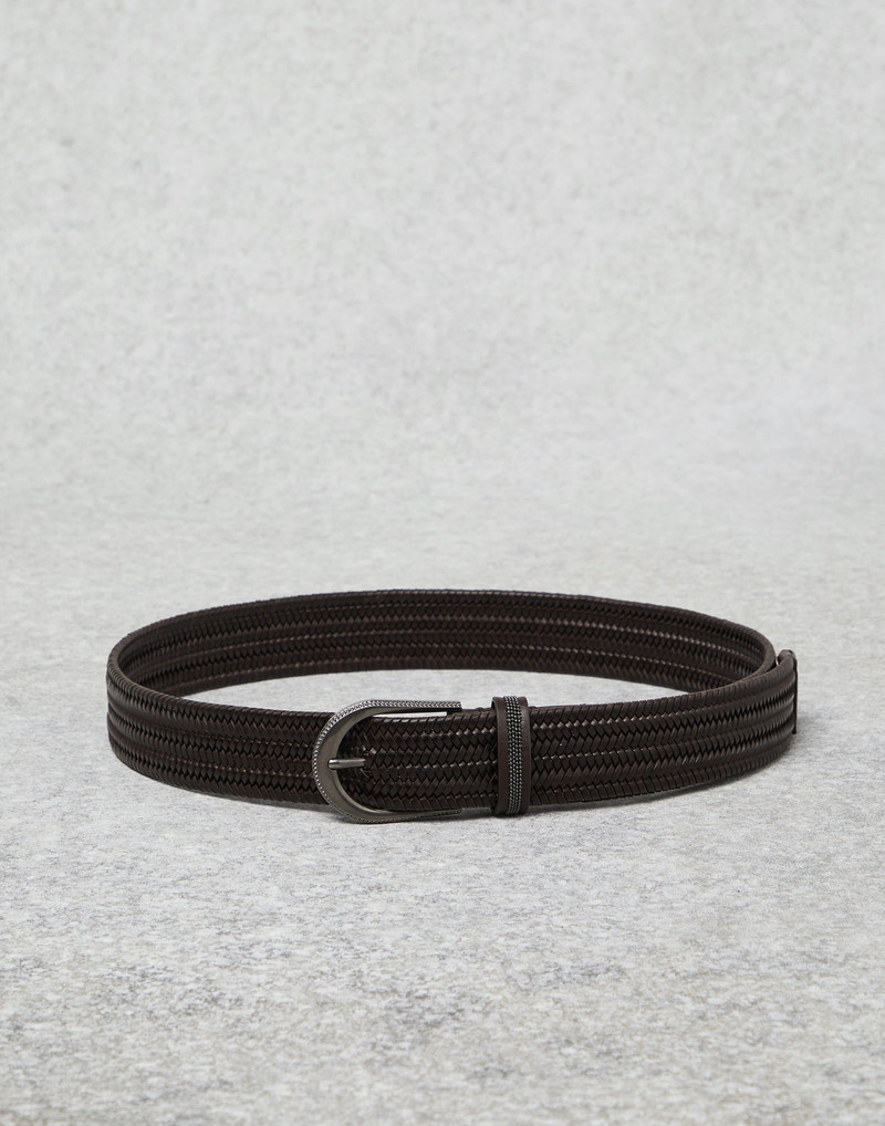 Braided leather belt with monili - 1