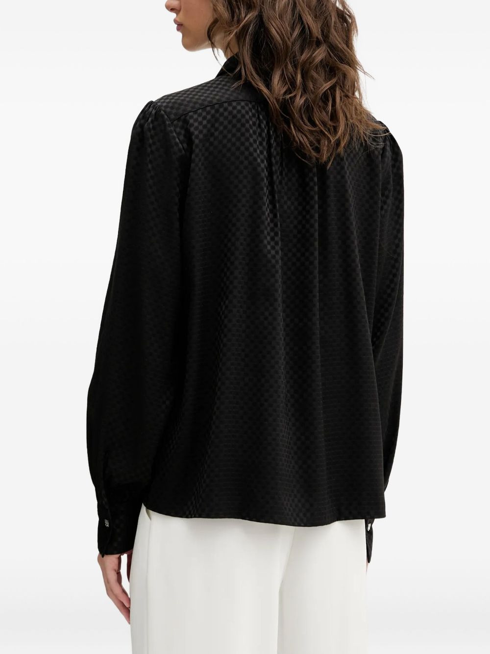 checked puff-sleeve shirt - 3