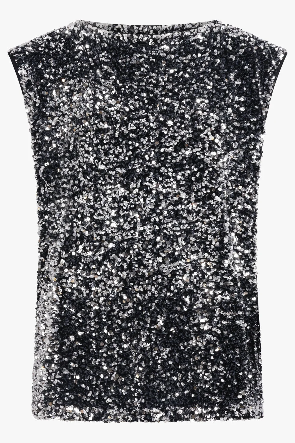 SLEEVELESS SEQUIN KNIT TOP | BLACK/SILVER - 1
