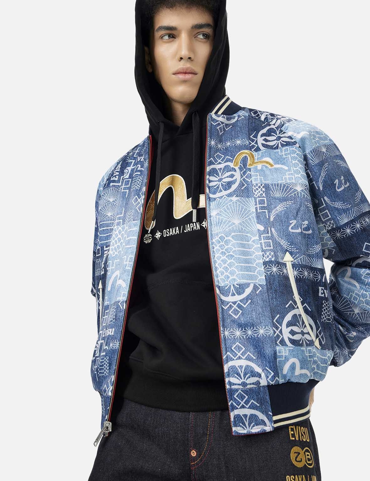 Soaring Snake Embroidery and Traditional Japanese Totem Prints Reversible Relax Fit Souvenir Jacket - 9
