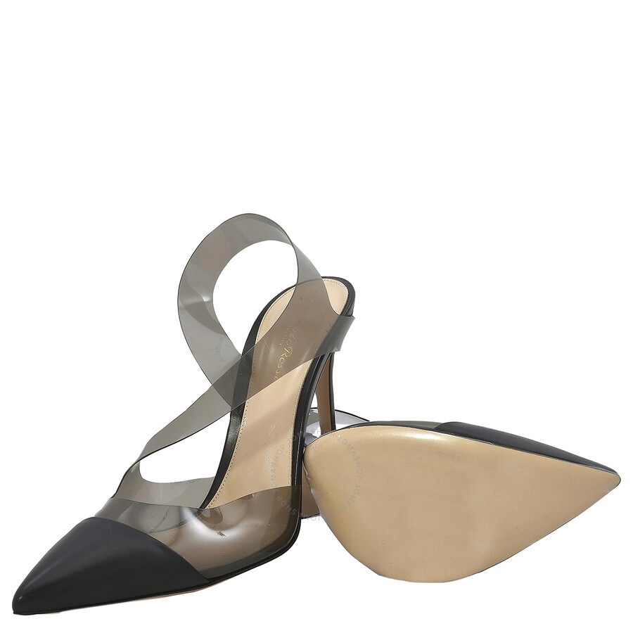 Gianvito Rossi Ladies Black/Fume Cut-out Pointed Pumps - 2