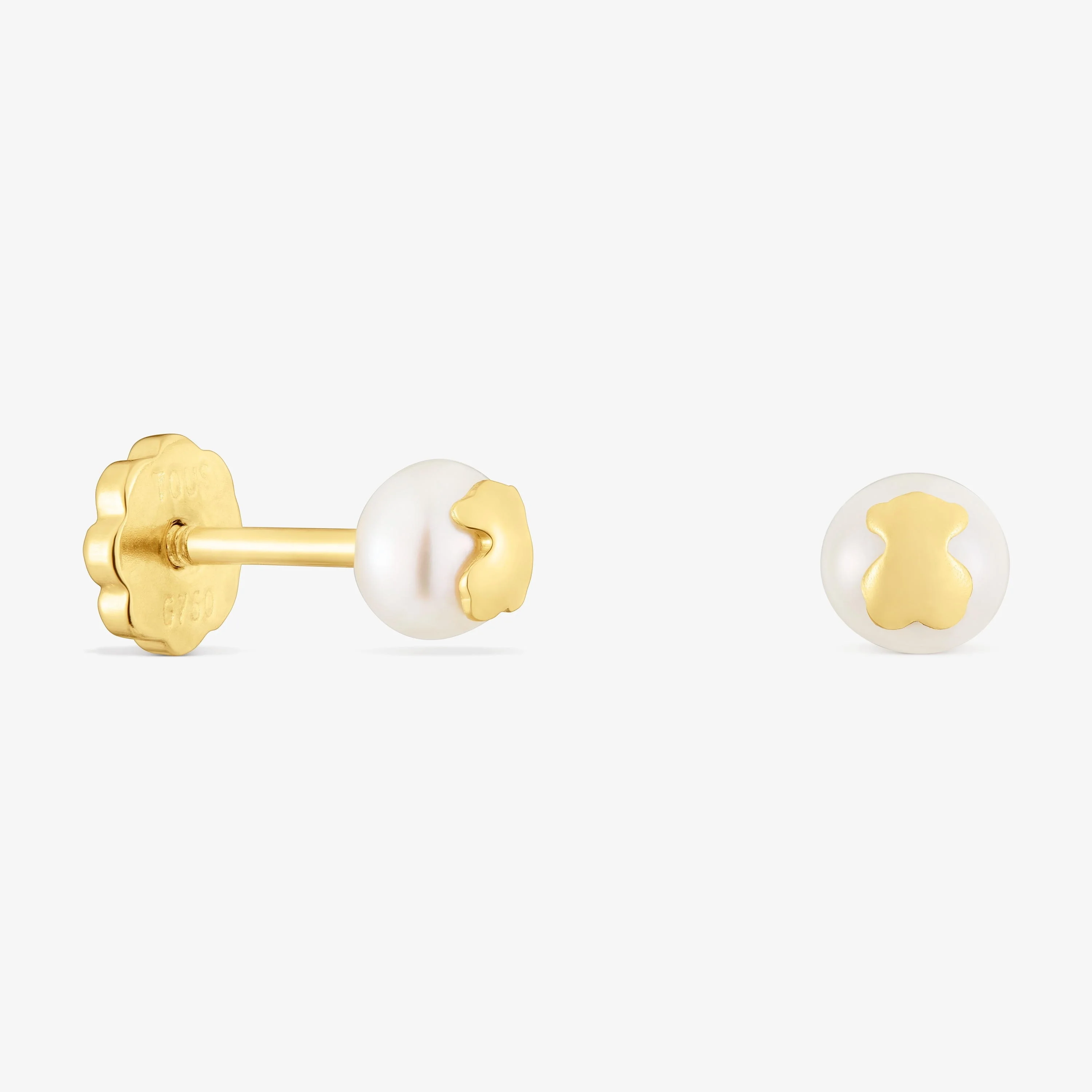 18K solid gold and cultured pearl Earrings Basics - 1