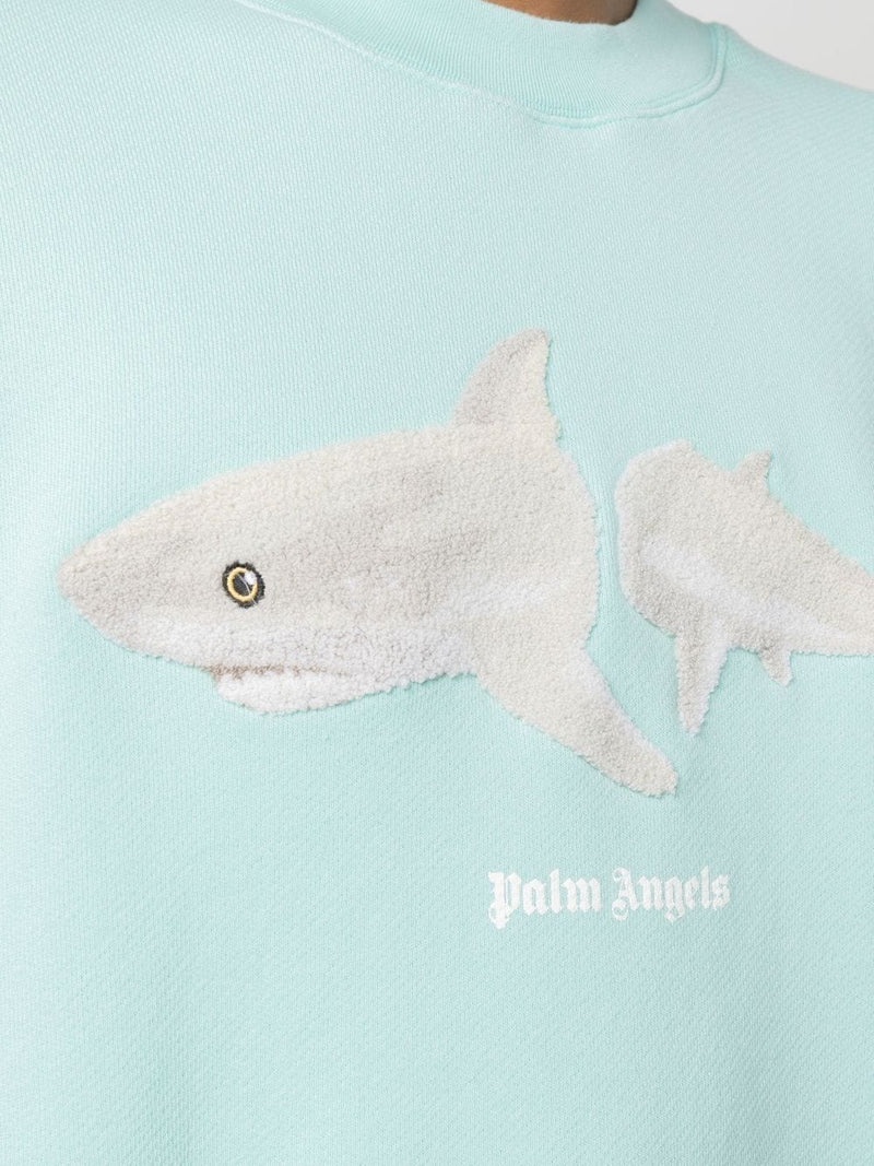 スウェット・トレーナー PALM ANGELS White Shark Classic Sweatshirt Light Blue/White Palm Angels PALM ANGELS White Shark Classic Sweatshirt Light