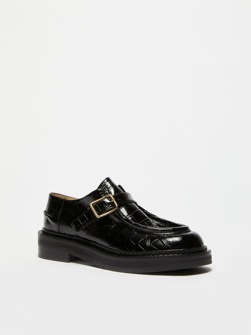 Max Mara PROCIDA Crocodile-print leather moccasins outlook