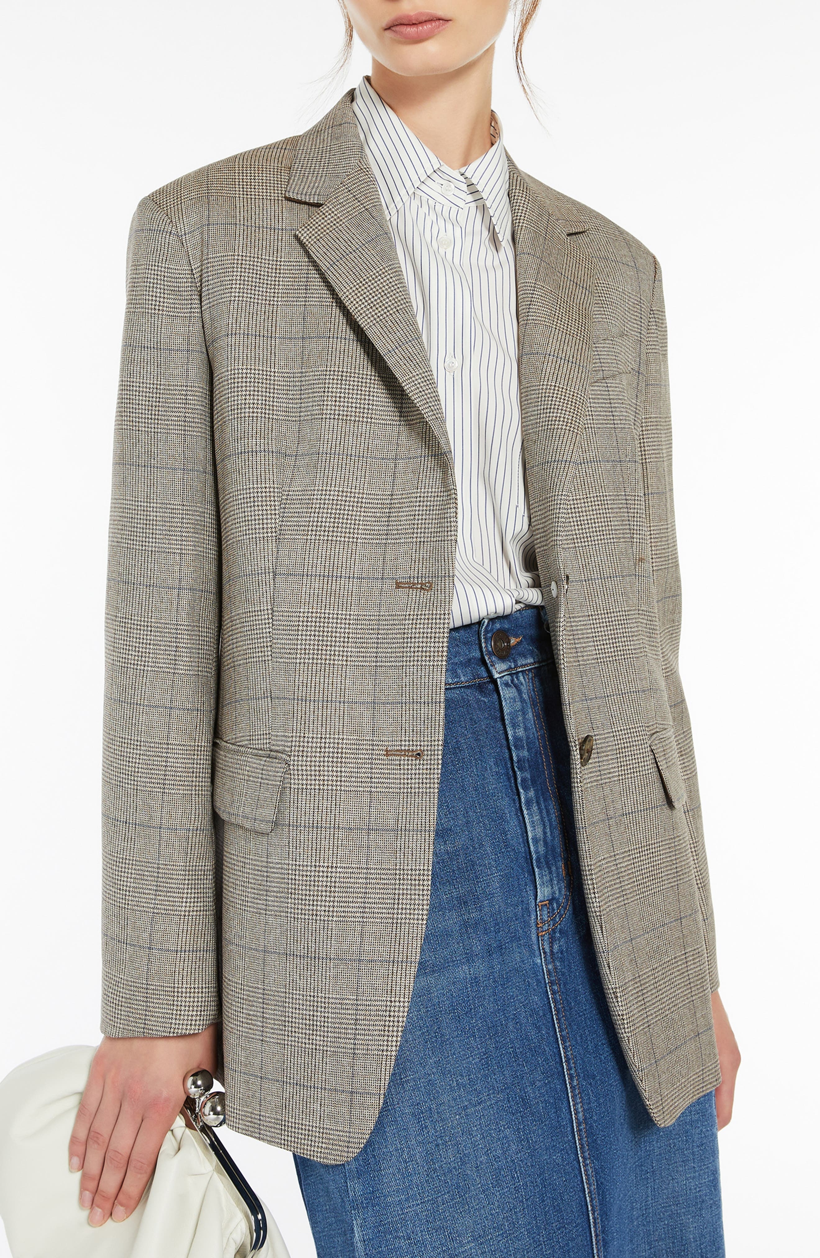 Weekend Max Mara Burgos Plaid Wool Blazer in Biscuit at Nordstrom - 3