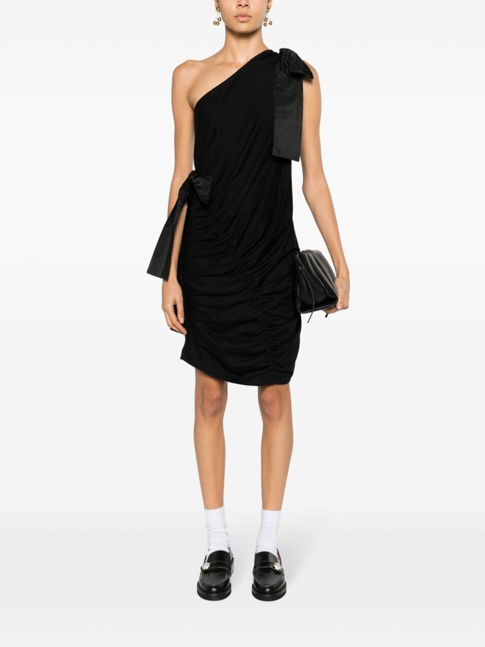 one-shoulder bow-detailed dress - 2