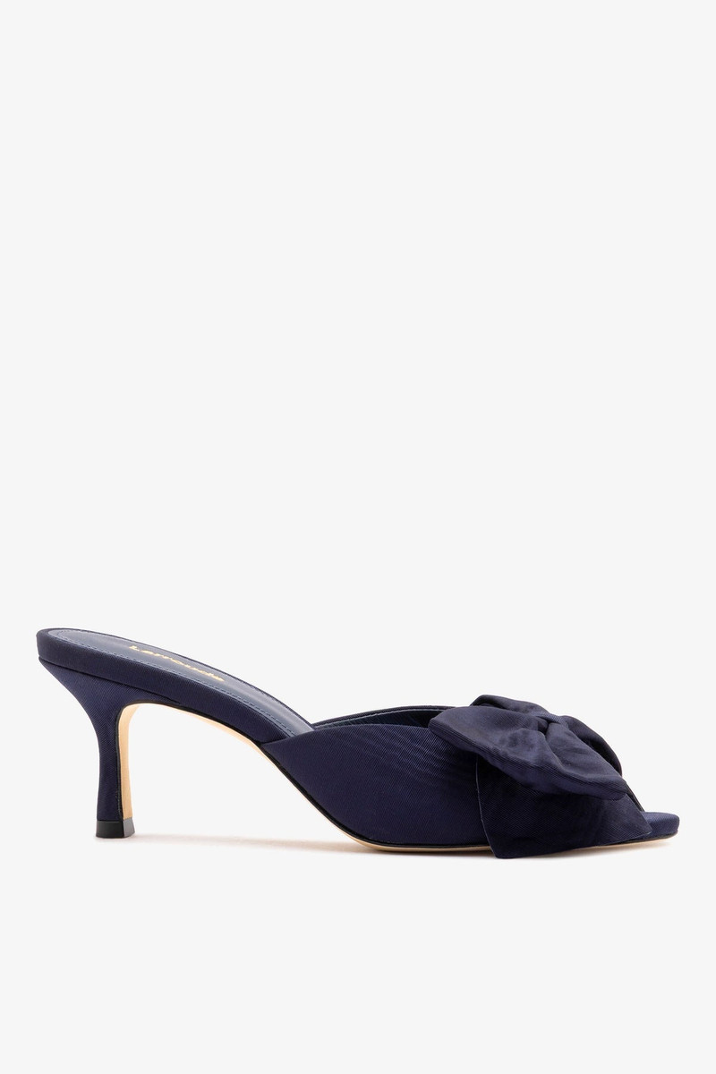 Elle Peep Toe Mule Navy Silk 1