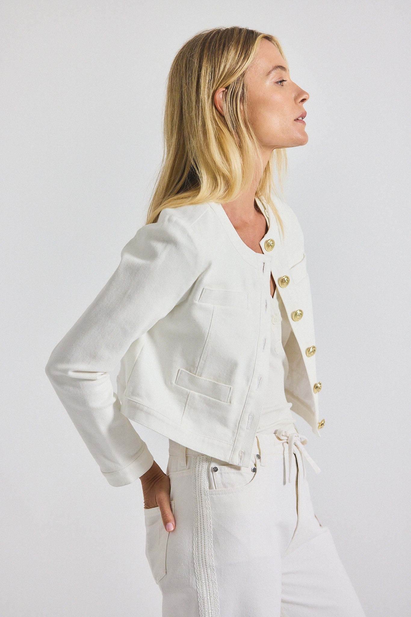 PENNY CROPPED STRETCH DENIM JACKET - 4