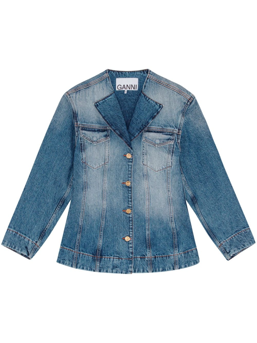 raw-cut denim blazer - 1