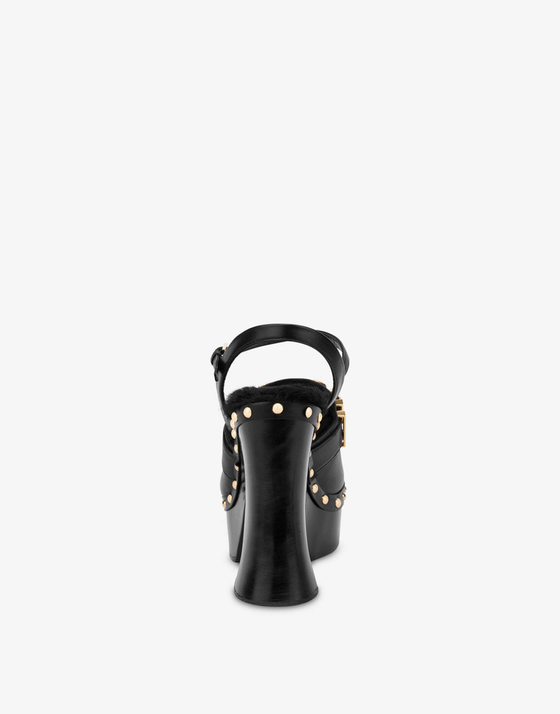 Moschino LETTERING LOGO CALFSKIN CLOGS outlook