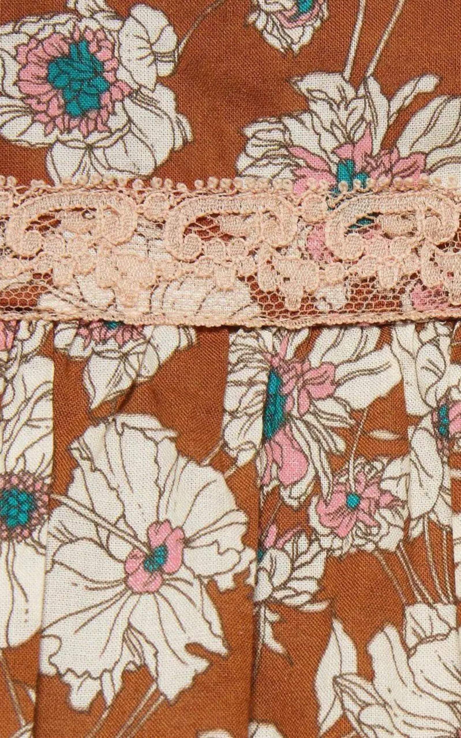 Floral-print Lace-trimmed Twill Dress - 5