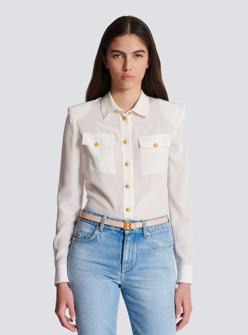 Balmain Thin B-Belt in crocodile-embossed calfskin outlook