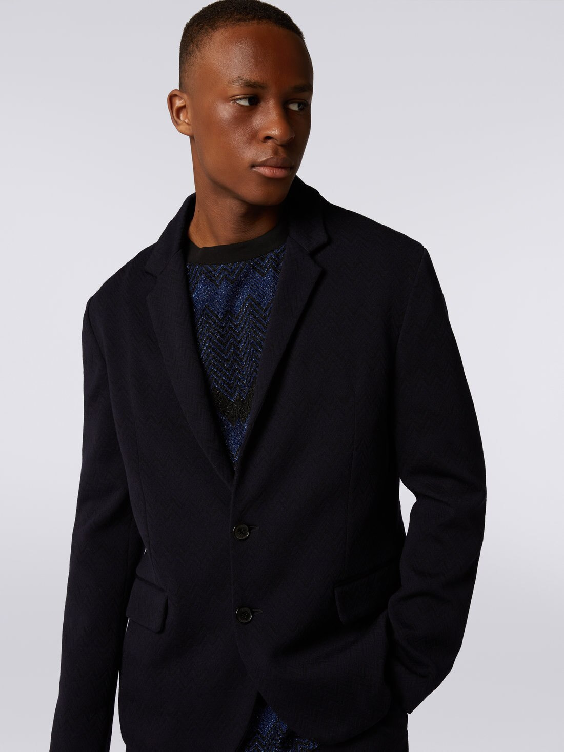 Wool blend jacket with chevron pattern - 5