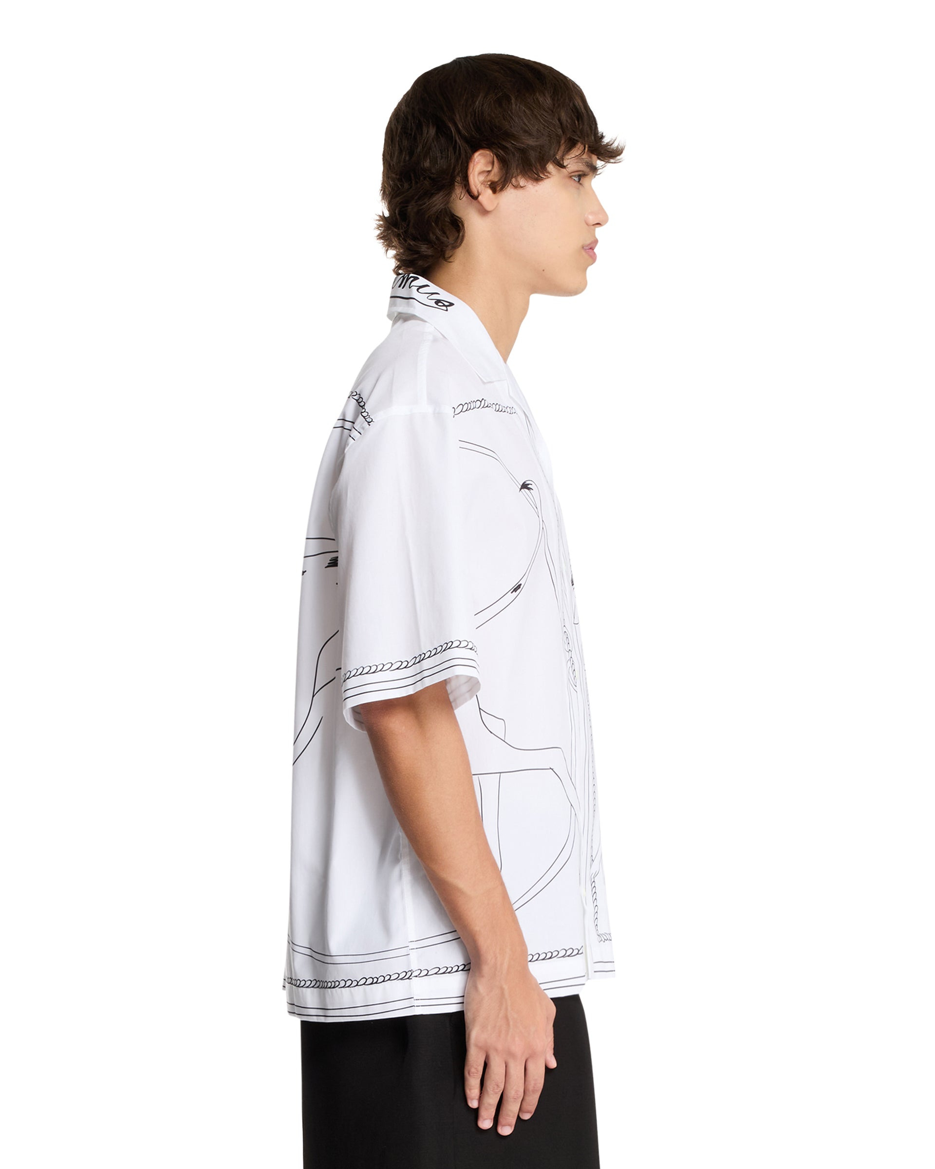 White Dog Print Denim Shirt - 5
