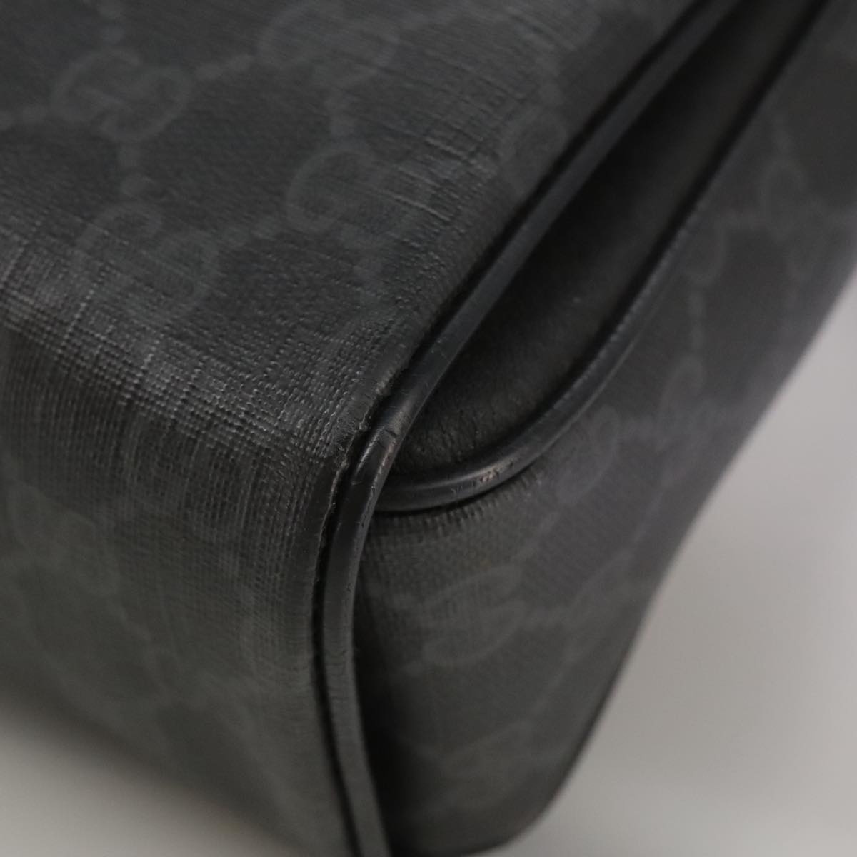 GUCCI GG Supreme Hand Bag Pvc Leather Black Gold 116 02 080 - 16