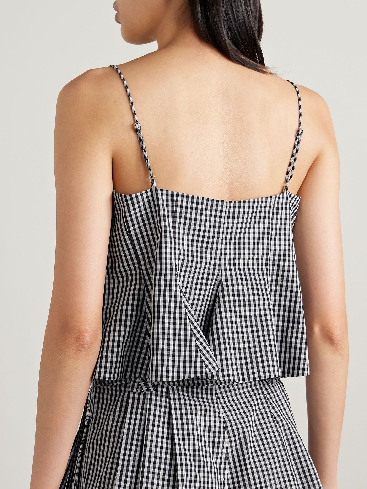 Neci gingham cotton-poplin camisole Black - 4