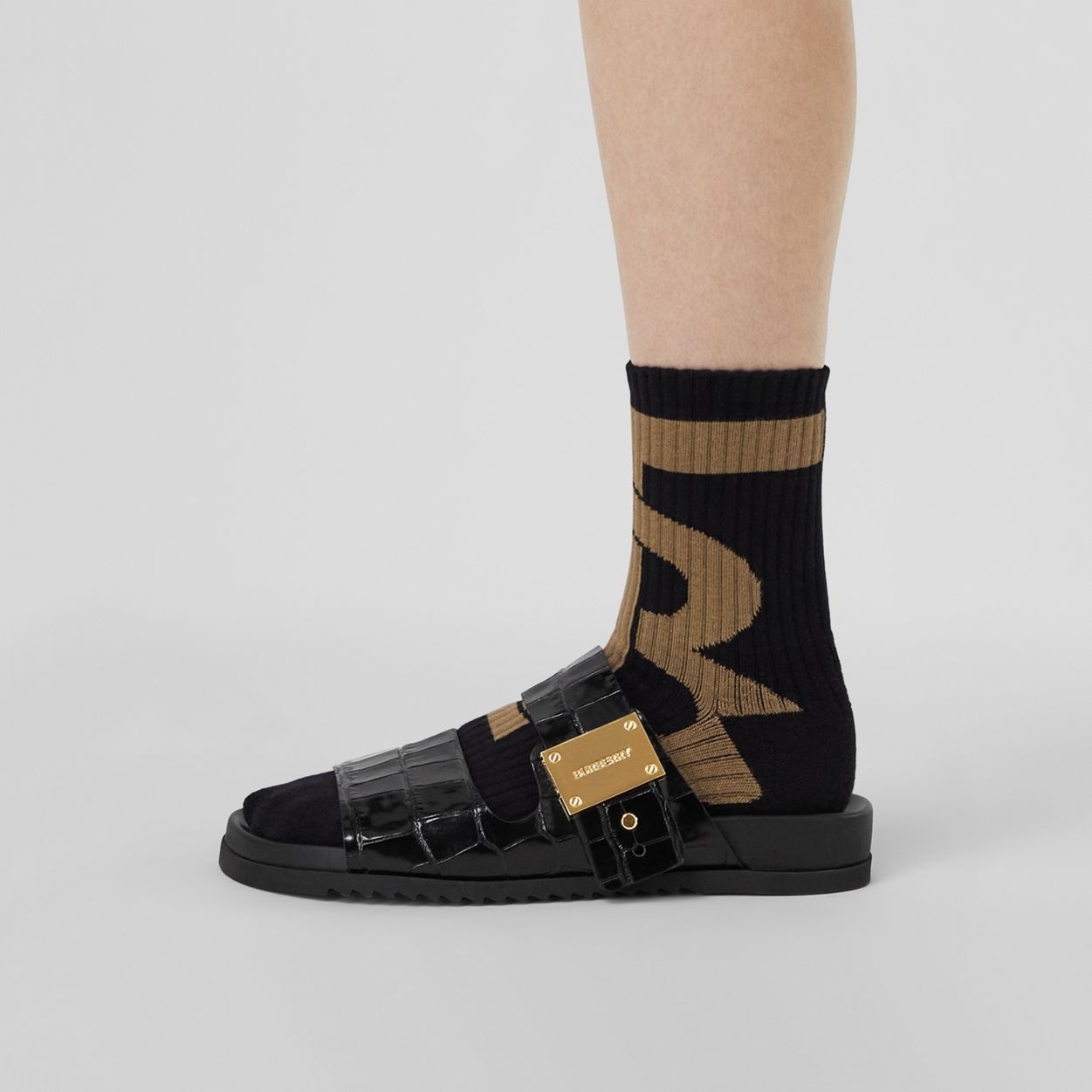 Monogram Intarsia Technical Stretch Cotton Socks - 4