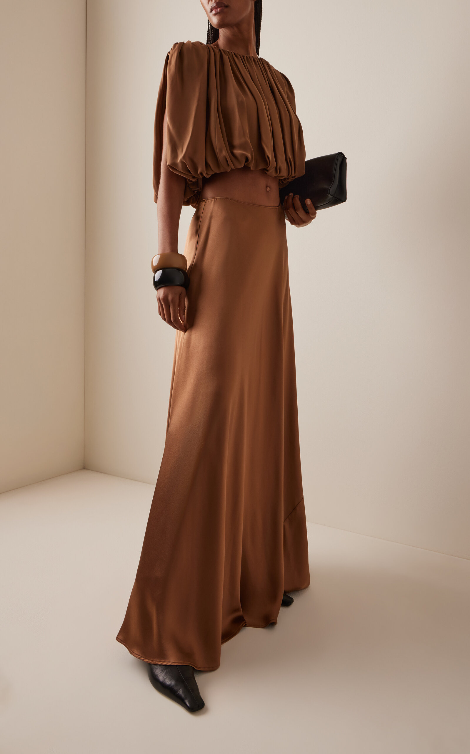 Antonia Silk Maxi Skirt tan - 3