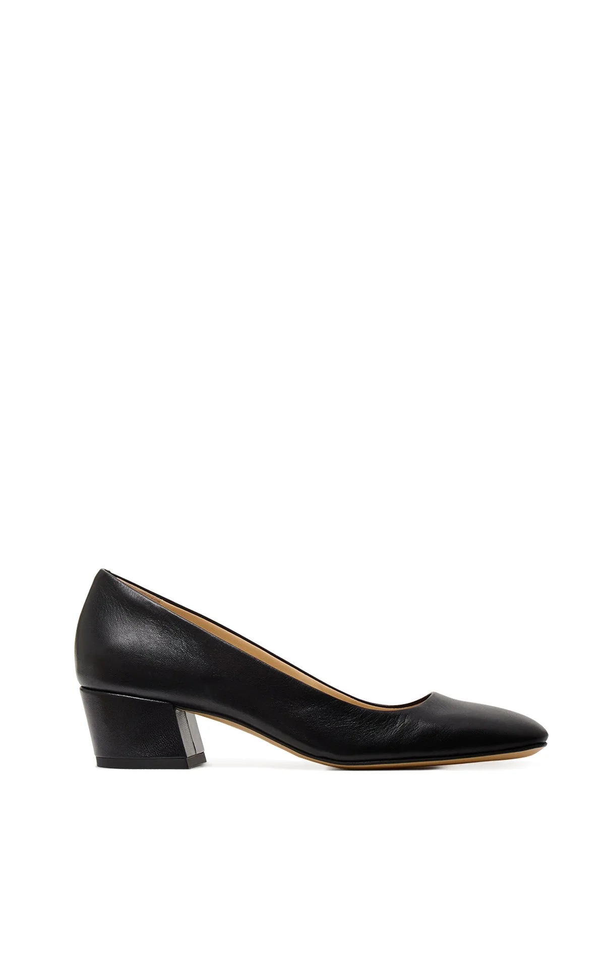 Agathe Low Heel Pump in Black Leather - 1