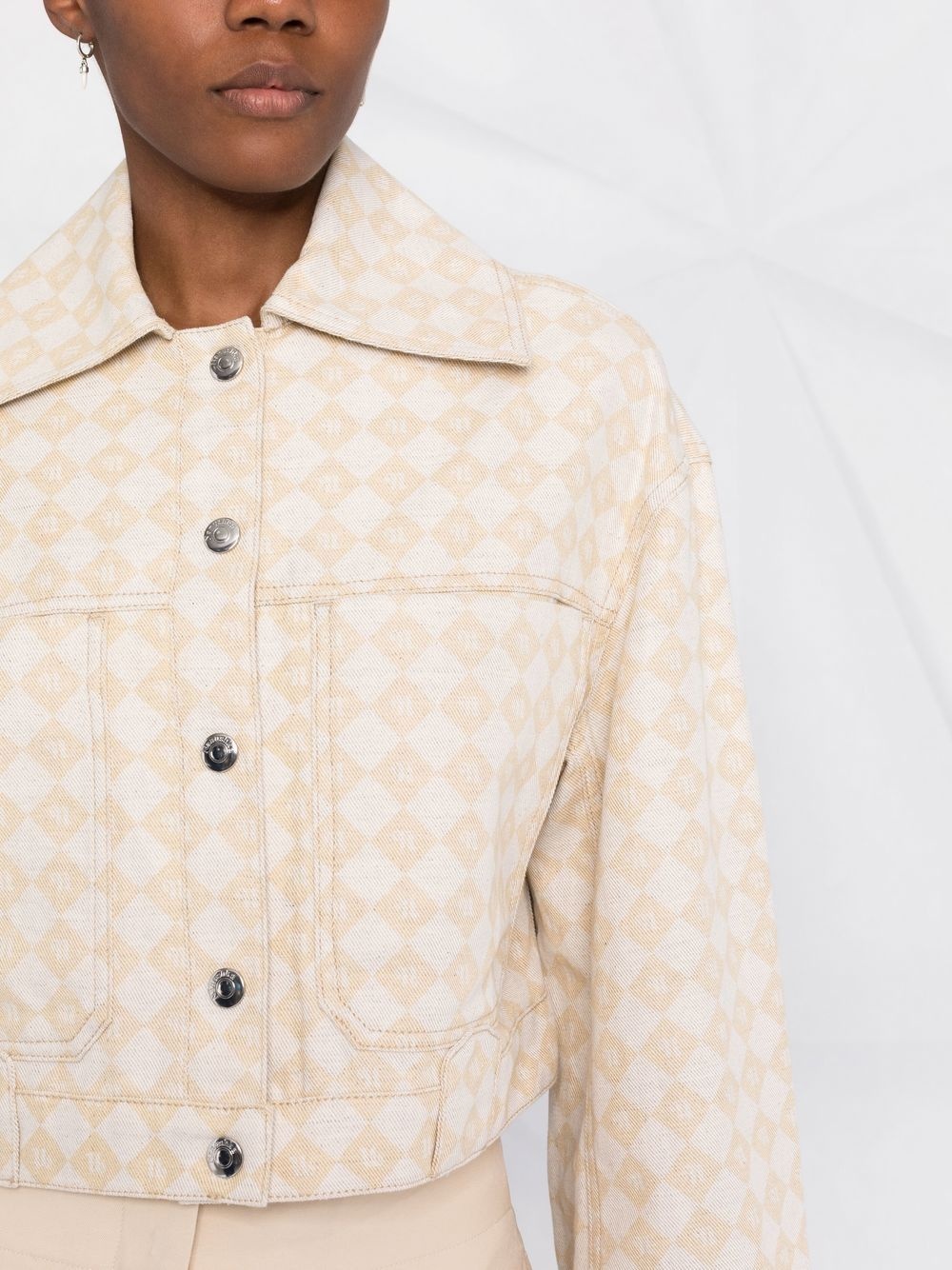 logo pattern boxy denim jacket - 5
