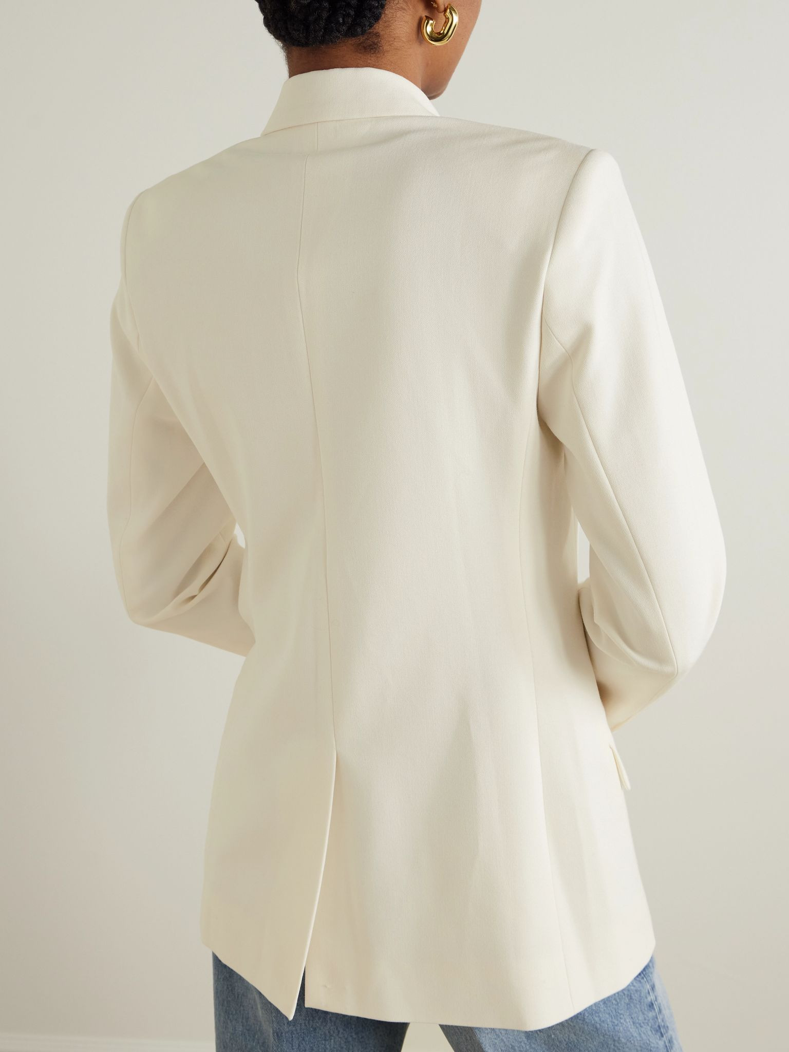 The Relaxed Everyday double-breasted woven blazer Ecru - 4