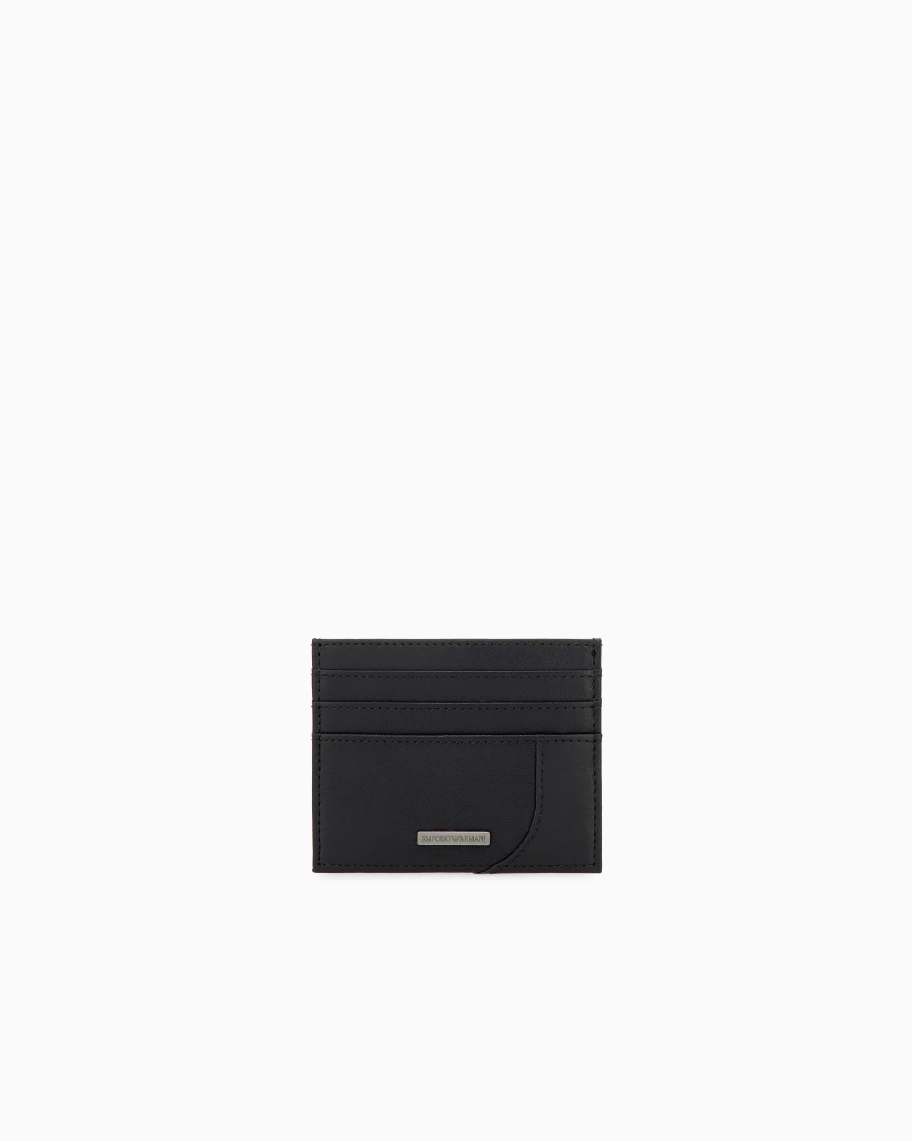 SMOOTH LEATHER CARD HOLDER WITH METAL LOGO PLAQUE - 1