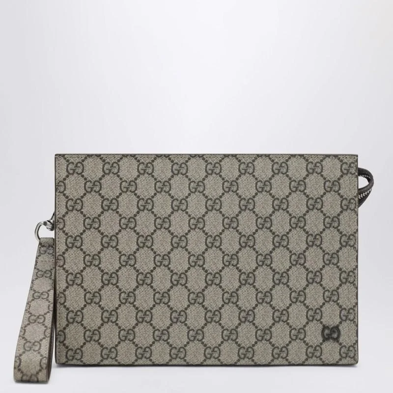 Gucci Small Pouch In Gg Fabric Beige/Ebony - 1