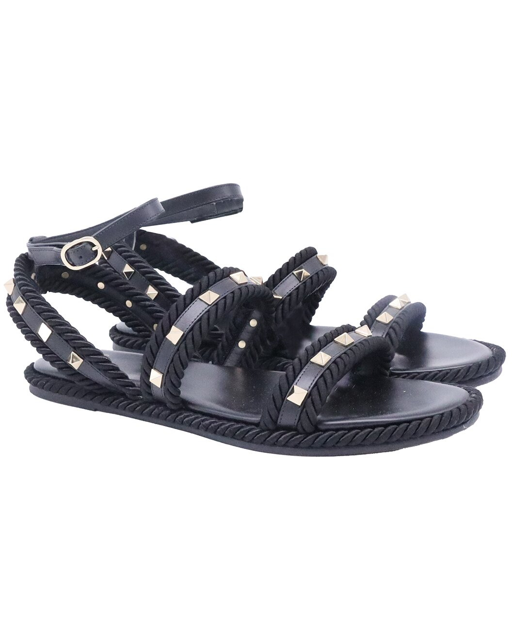 Valentino Women's Leather Torchon Rope-Trimmed Flat Sandal (Authentic Pre-
Loved) - 1