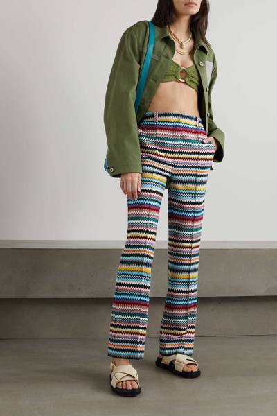 Missoni Metallic striped crochet-knit straight-leg pants outlook