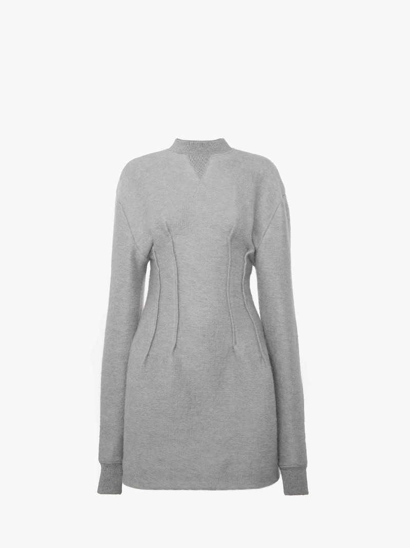 TEXTURED LONG SLEEVE HOURGLASS DRESS - 1