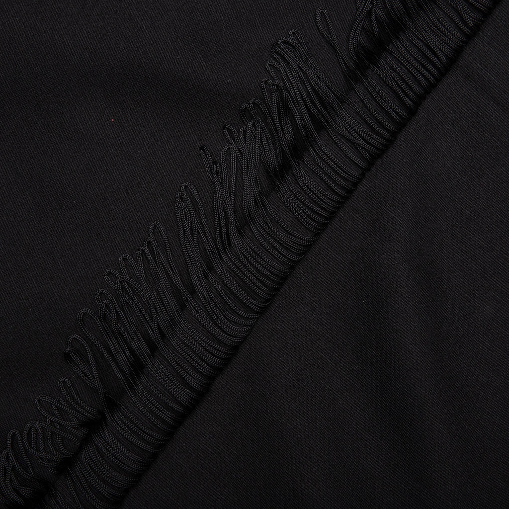 RAYON JERSEY FRINGE BOOT-CUT TRACK PANT - BLACK - 4