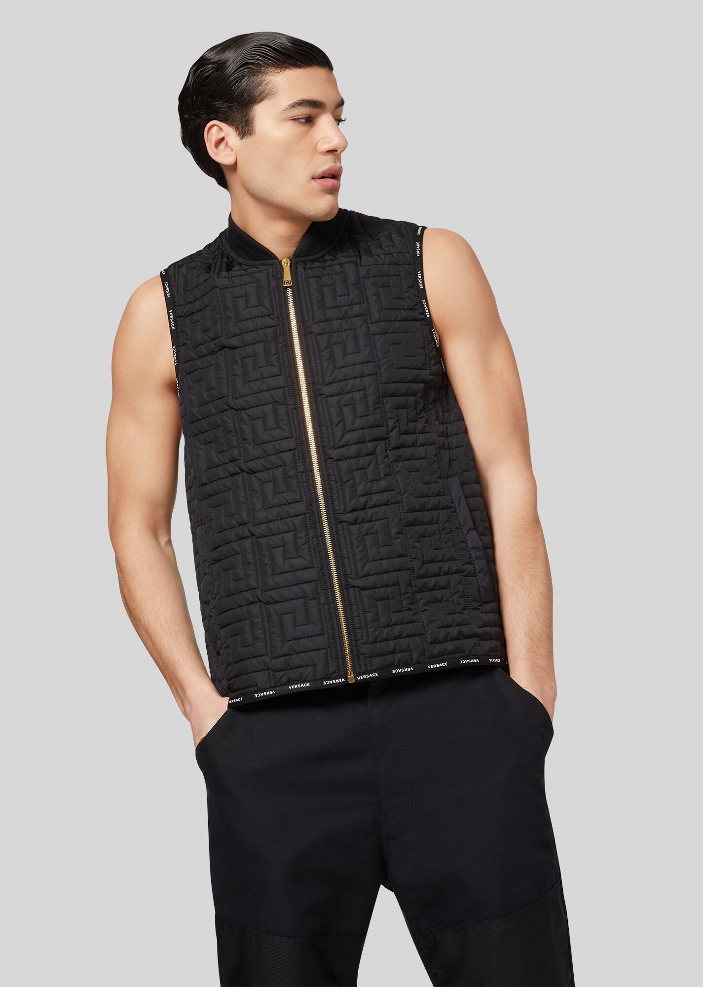 Greca Pattern Quilted Vest - 3